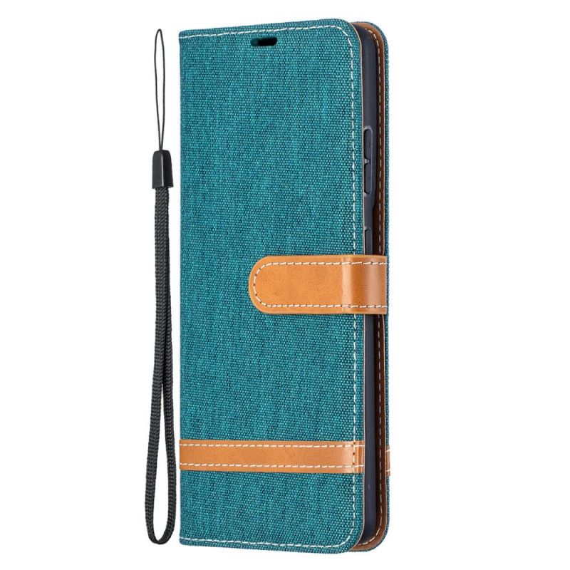 Etui Folio Samsung Galaxy S21 Ultra 5G Szary Czarny Efekt Tkaniny I Skóry Ze Stringami Etui Ochronne