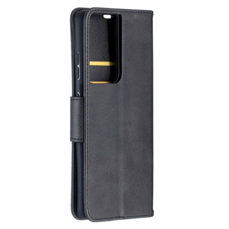 Etui Folio Samsung Galaxy S21 Ultra 5G Szary Czarny Gładka Skośna Klapa Etui Ochronne