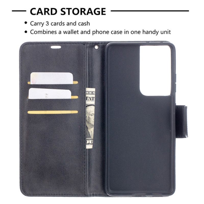 Etui Folio Samsung Galaxy S21 Ultra 5G Szary Czarny Gładka Skośna Klapa Etui Ochronne
