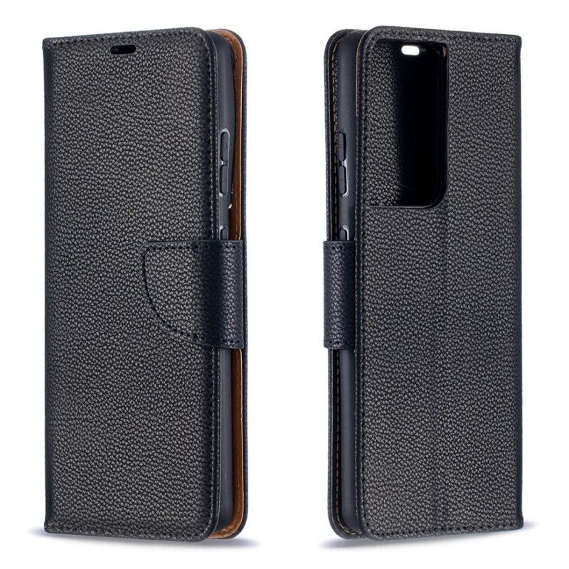Etui Folio Samsung Galaxy S21 Ultra 5G Szary Czarny Liczi Ukośna Klapa Etui Ochronne