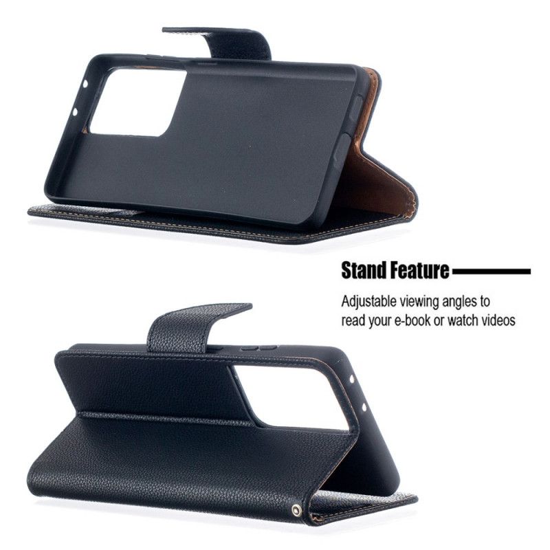 Etui Folio Samsung Galaxy S21 Ultra 5G Szary Czarny Liczi Ukośna Klapa Etui Ochronne