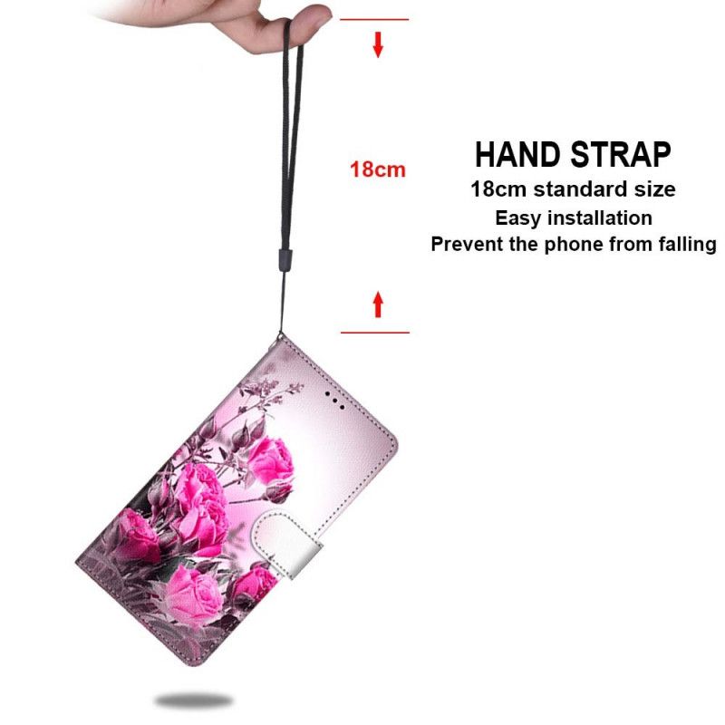 Etui Folio Samsung Galaxy S21 Ultra 5G Złoty Purpurowy Magiczne Kwiaty Etui Ochronne