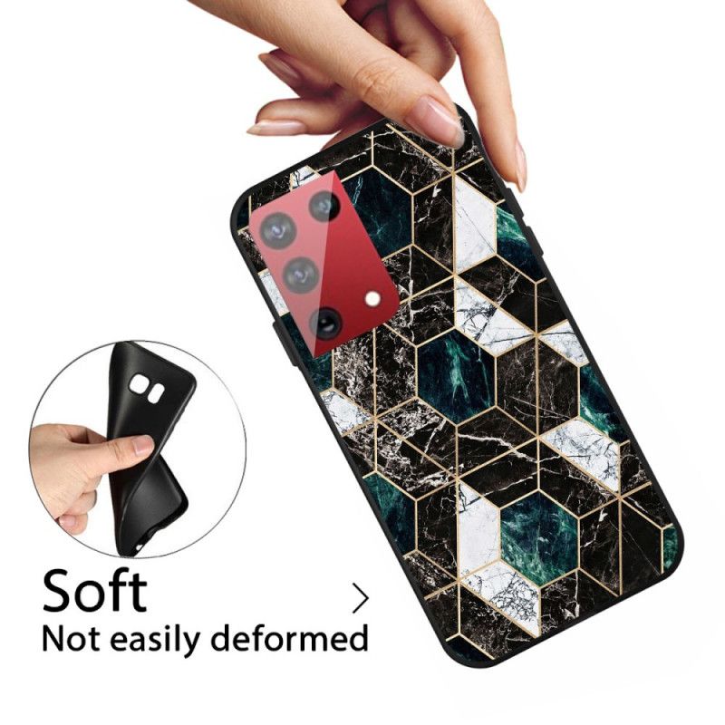 Etui Samsung Galaxy S21 Ultra 5G Biały Czarny Geometria W Kolorze Marmuru