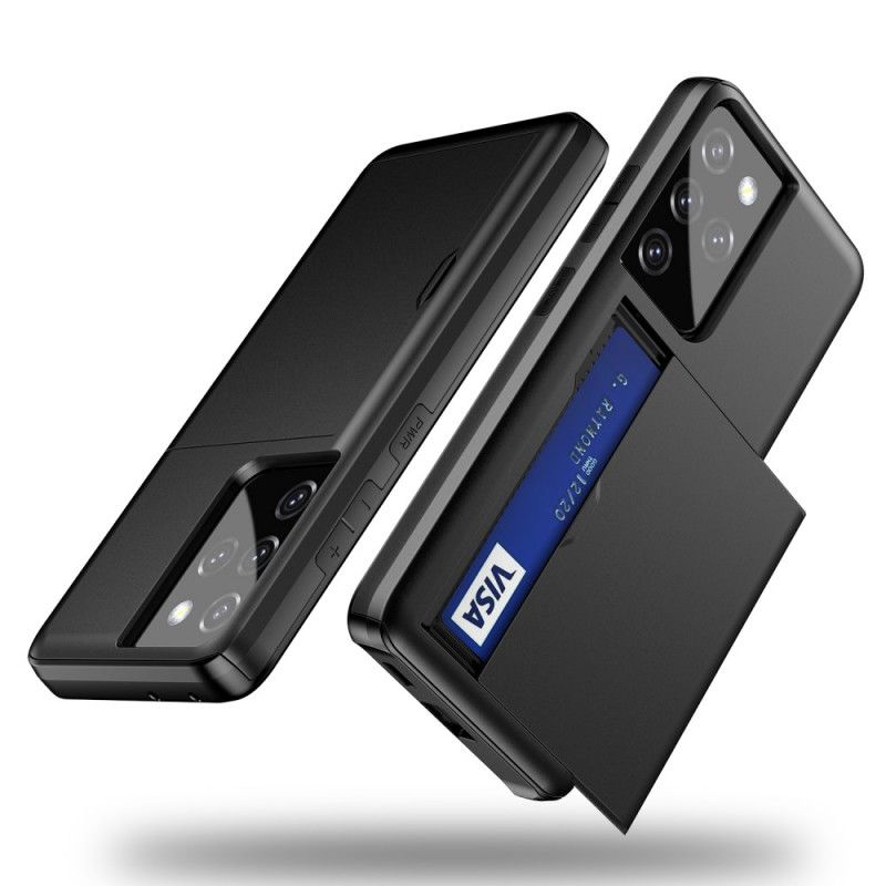 Etui Samsung Galaxy S21 Ultra 5G Biały Czarny Sztywny. Efektowny Uchwyt Na Karty