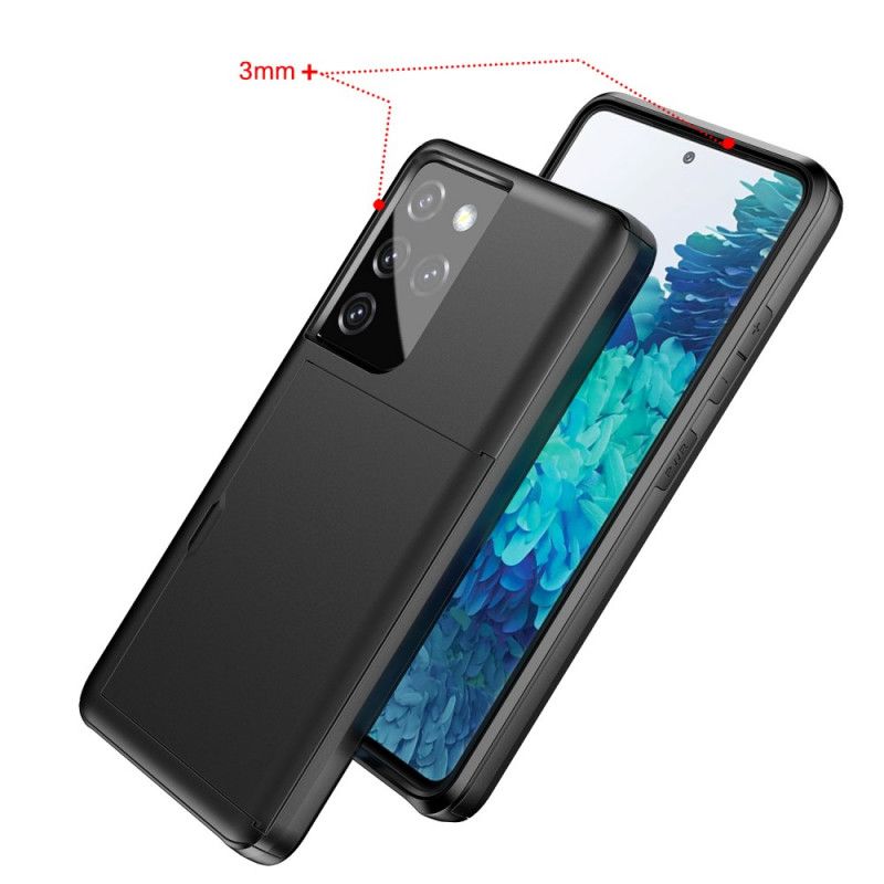 Etui Samsung Galaxy S21 Ultra 5G Biały Czarny Sztywny. Efektowny Uchwyt Na Karty