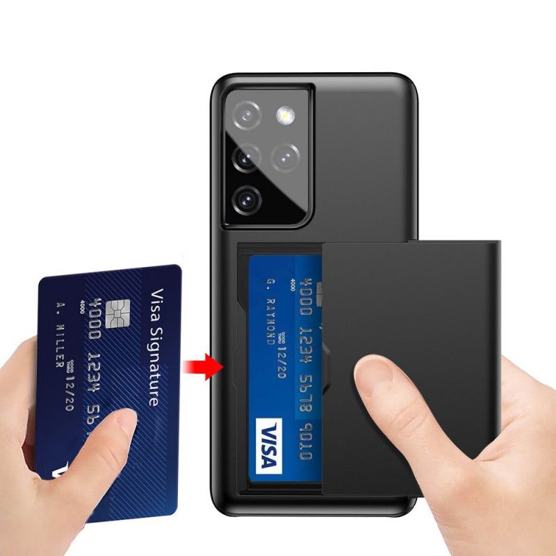 Etui Samsung Galaxy S21 Ultra 5G Biały Czarny Sztywny. Efektowny Uchwyt Na Karty