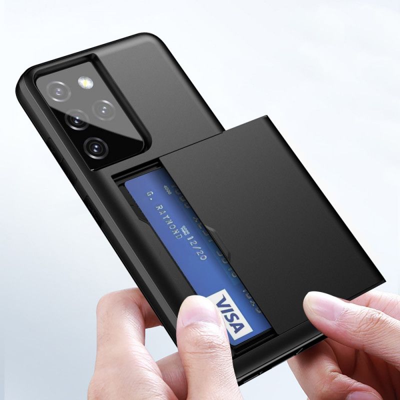 Etui Samsung Galaxy S21 Ultra 5G Biały Czarny Sztywny. Efektowny Uchwyt Na Karty