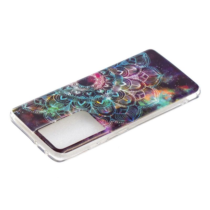 Etui Samsung Galaxy S21 Ultra 5G Ciemnoczerwony Czarny Fluorescencyjna Seria Kwiatowa Etui Ochronne