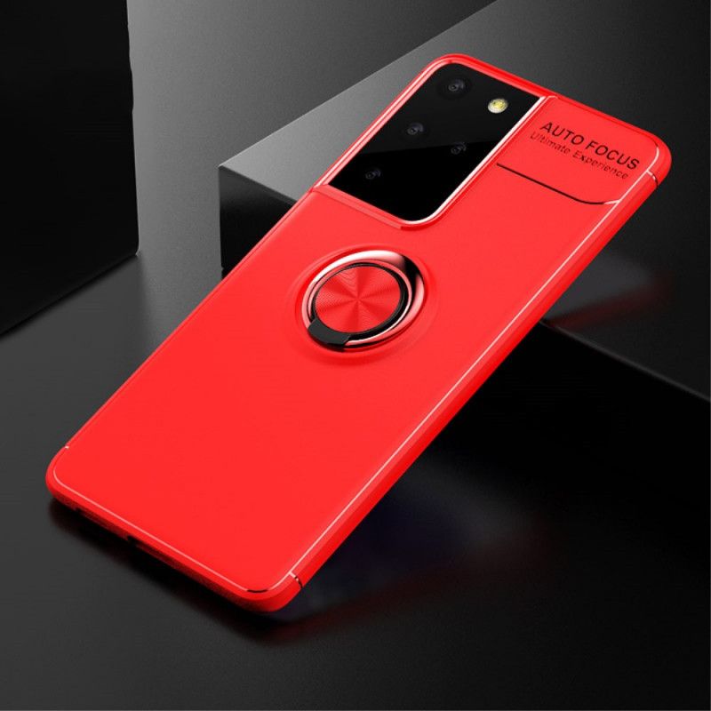Etui Samsung Galaxy S21 Ultra 5G Czerwony Czarny Obrotowy Pierścień Etui Ochronne