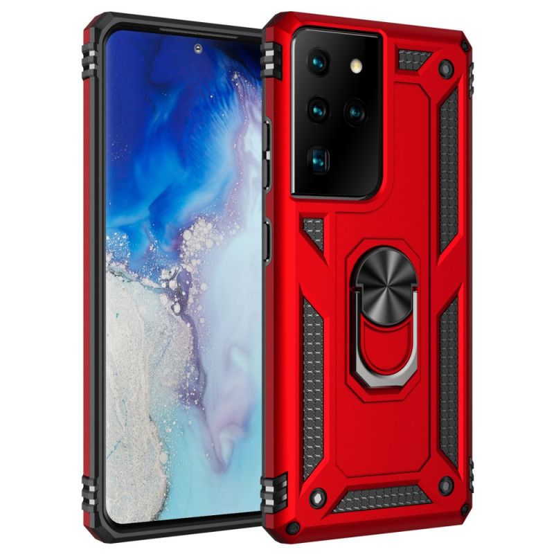 Etui Samsung Galaxy S21 Ultra 5G Czerwony Czarny Pierścień Premium