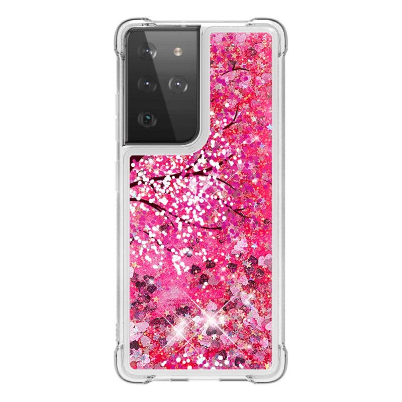 Etui Samsung Galaxy S21 Ultra 5G Drzewo Brokatowe Etui Ochronne