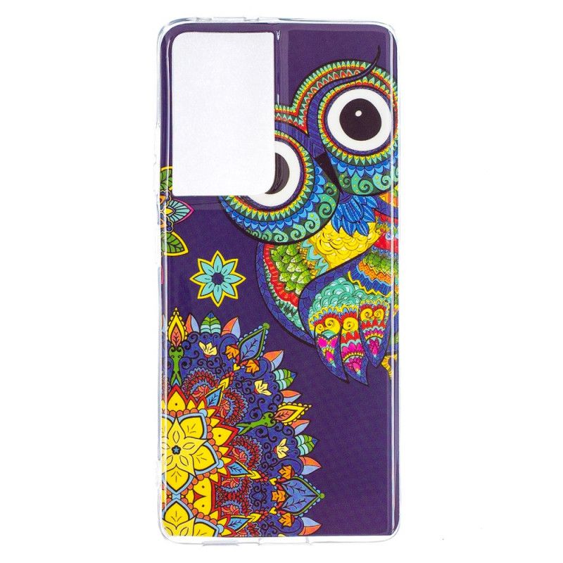Etui Samsung Galaxy S21 Ultra 5G Fluorescencyjna Sowa Mandala Etui Ochronne