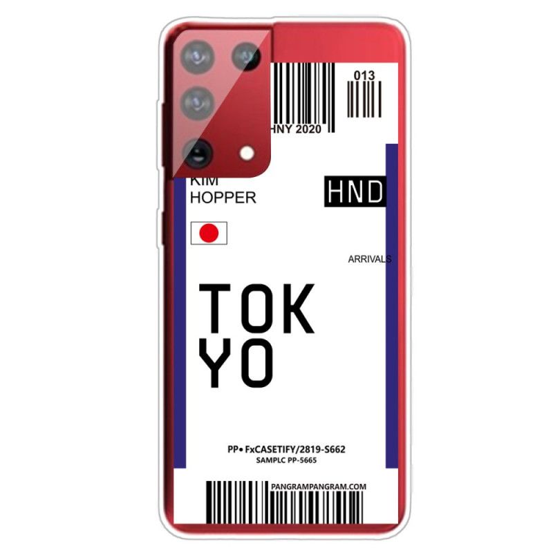 Etui Samsung Galaxy S21 Ultra 5G Granatowy Ciemnoniebieski Karta Pokładowa Tokio