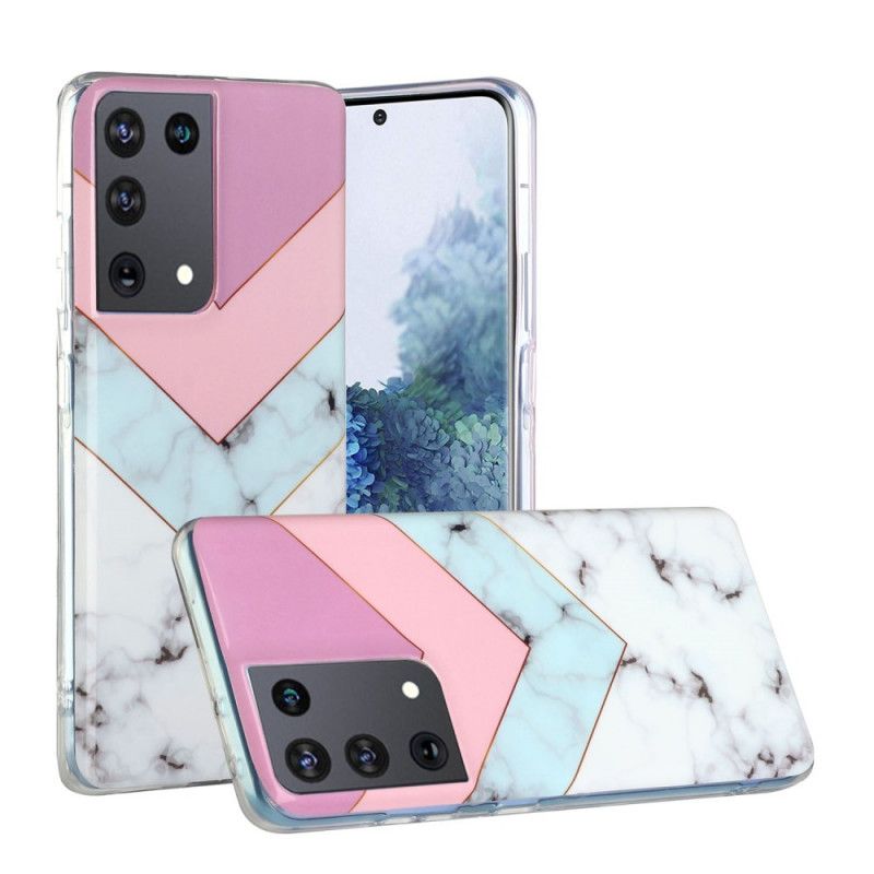 Etui Samsung Galaxy S21 Ultra 5G Kolorowy Marmur Glamour Etui Ochronne