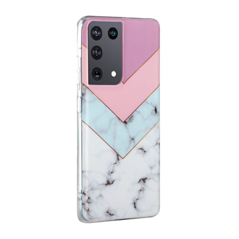 Etui Samsung Galaxy S21 Ultra 5G Kolorowy Marmur Glamour Etui Ochronne