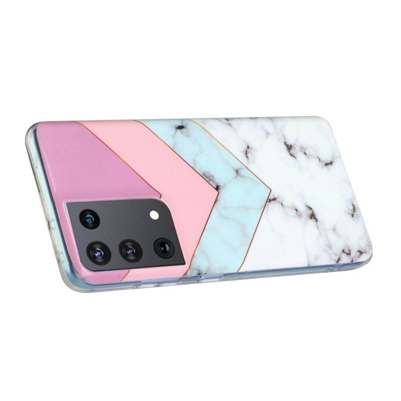 Etui Samsung Galaxy S21 Ultra 5G Kolorowy Marmur Glamour Etui Ochronne