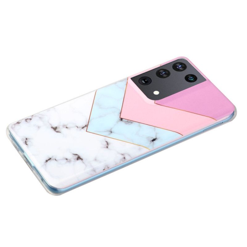 Etui Samsung Galaxy S21 Ultra 5G Kolorowy Marmur Glamour Etui Ochronne