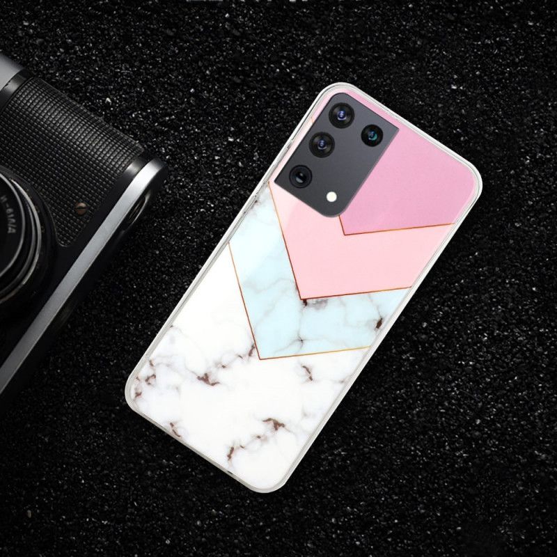 Etui Samsung Galaxy S21 Ultra 5G Kolorowy Marmur Glamour Etui Ochronne