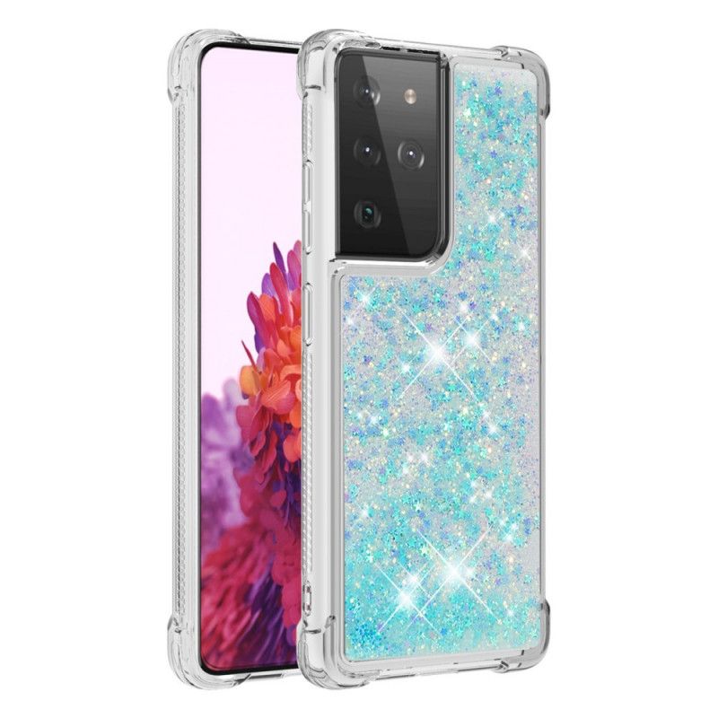 Etui Samsung Galaxy S21 Ultra 5G Magenta Biały Pożądanie Brokatu