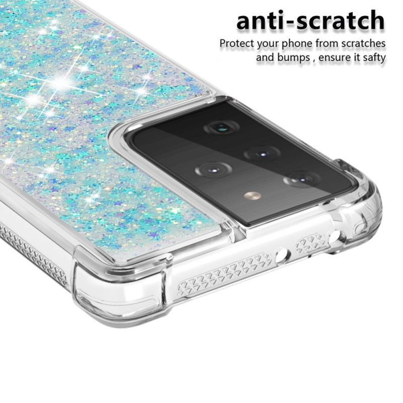 Etui Samsung Galaxy S21 Ultra 5G Magenta Biały Pożądanie Brokatu