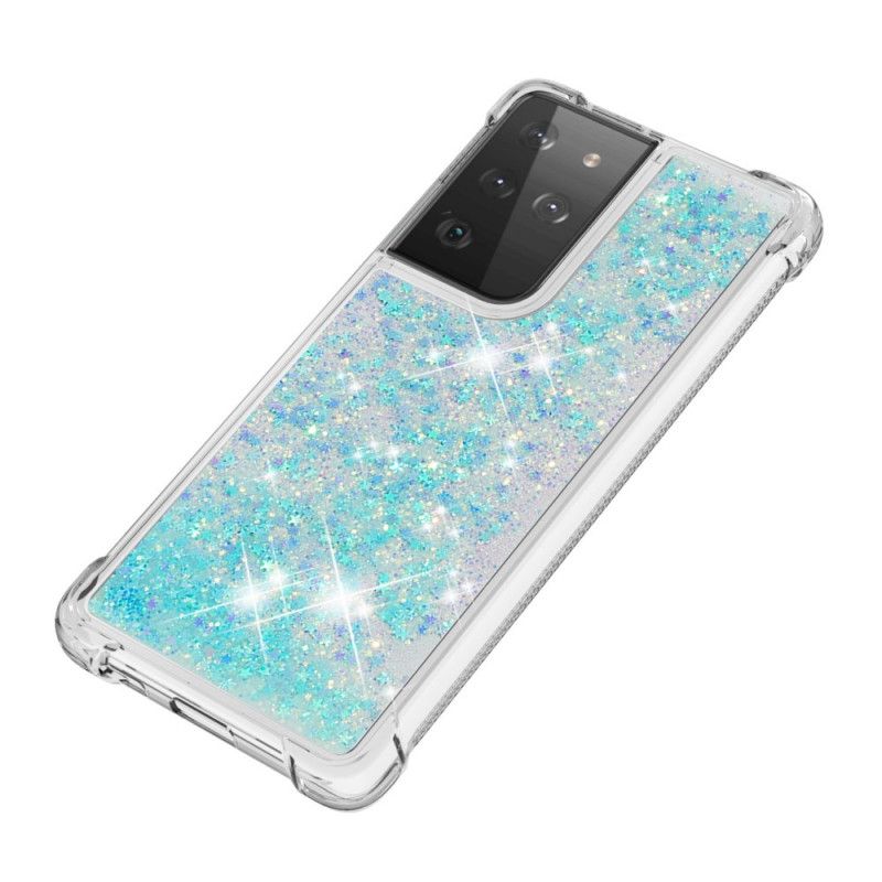 Etui Samsung Galaxy S21 Ultra 5G Magenta Biały Pożądanie Brokatu