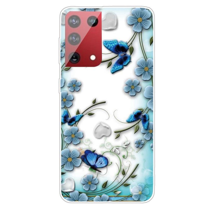 Etui Samsung Galaxy S21 Ultra 5G Retro Motyle I Kwiaty