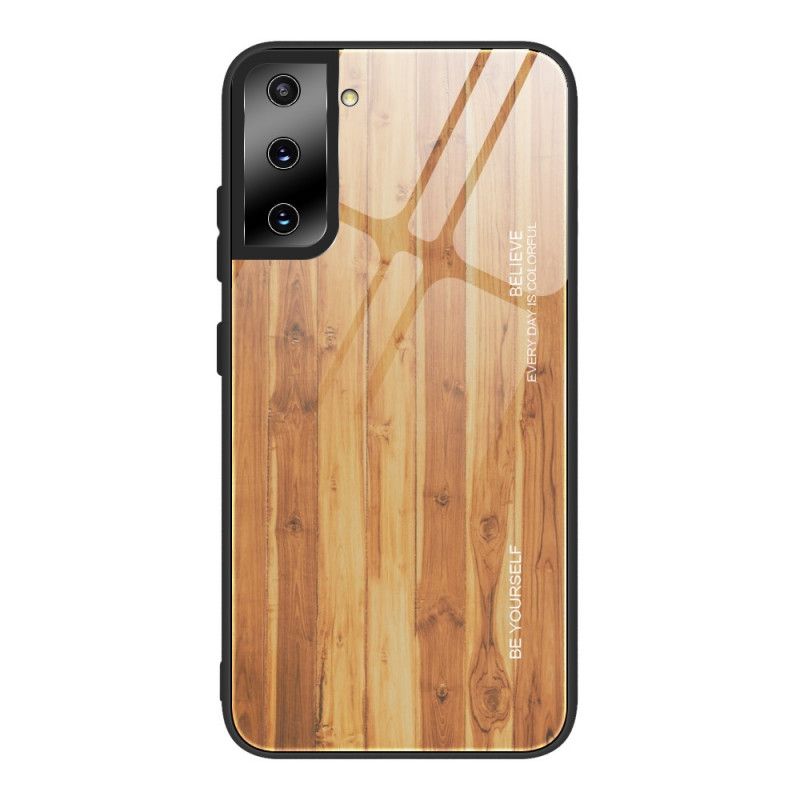 Etui Samsung Galaxy S21 Ultra 5G Szary Czarny Hartowane Szkło W Stylu Drewna Etui Ochronne