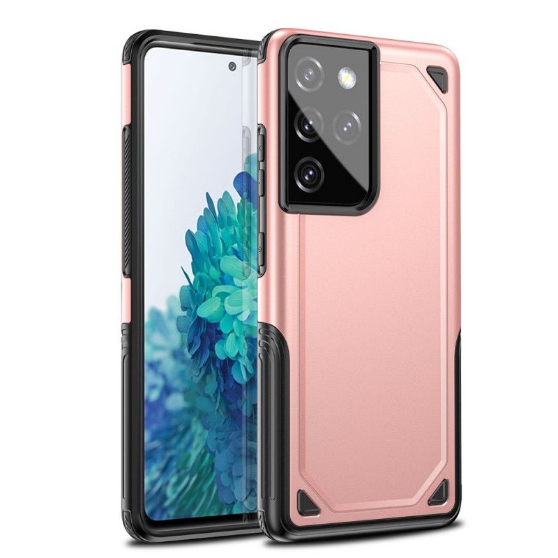 Etui Samsung Galaxy S21 Ultra 5G Szary Czarny Zbroja Z Efektem Metalu Etui Ochronne