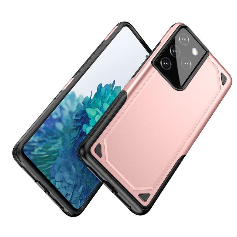 Etui Samsung Galaxy S21 Ultra 5G Szary Czarny Zbroja Z Efektem Metalu Etui Ochronne
