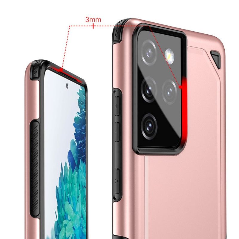 Etui Samsung Galaxy S21 Ultra 5G Szary Czarny Zbroja Z Efektem Metalu Etui Ochronne