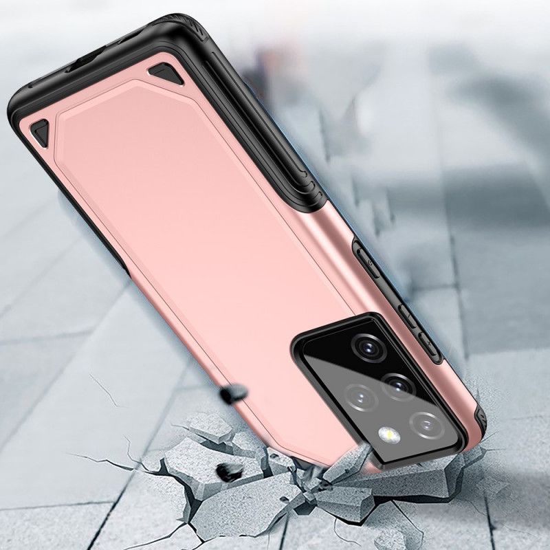 Etui Samsung Galaxy S21 Ultra 5G Szary Czarny Zbroja Z Efektem Metalu Etui Ochronne