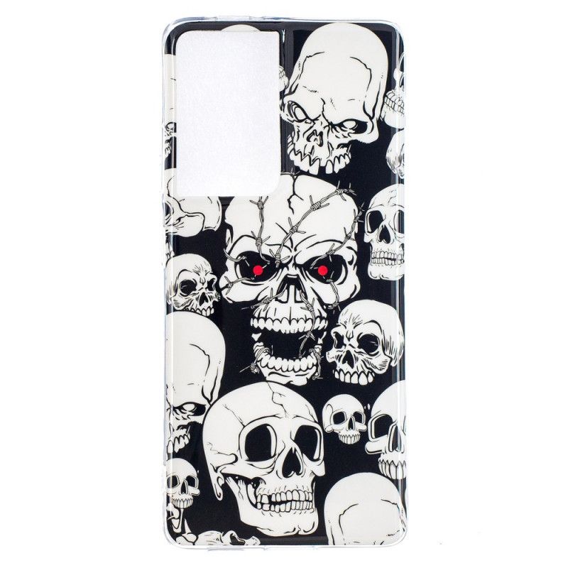 Etui Samsung Galaxy S21 Ultra 5G Uwaga Fluorescencyjne Czaszki