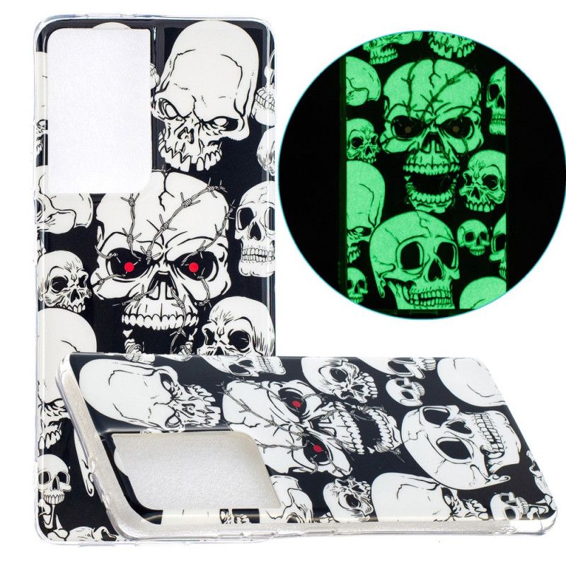 Etui Samsung Galaxy S21 Ultra 5G Uwaga Fluorescencyjne Czaszki