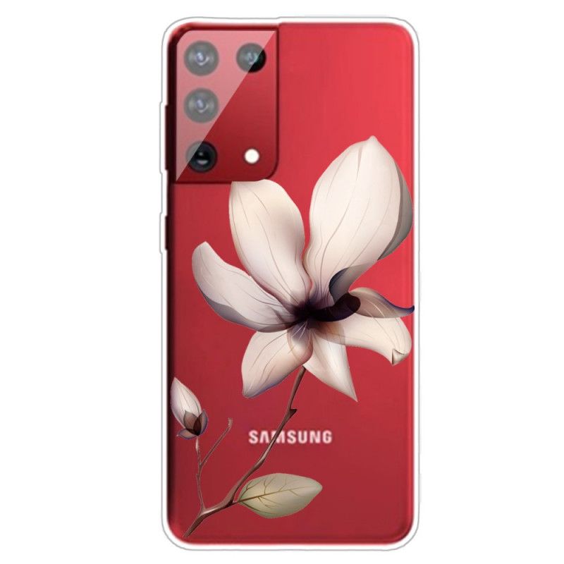 Etui Samsung Galaxy S21 Ultra 5G Zielony Różowy Przezroczysty Kwiat