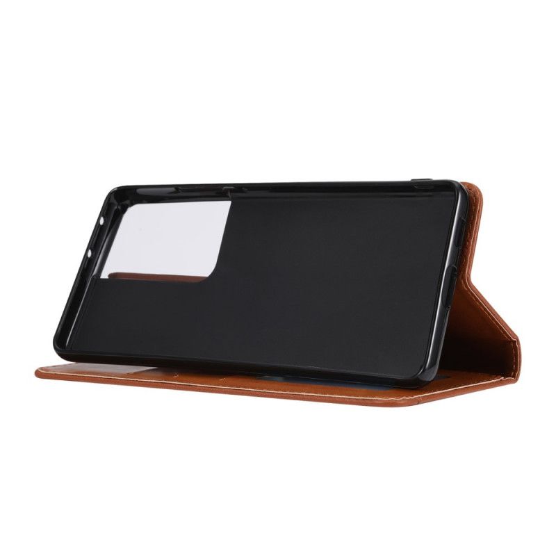 Flip Kotelot Samsung Galaxy S21 Ultra 5G Czerwony Czarny Etui Na Karty Ze Sztucznej Skóry Etui Ochronne