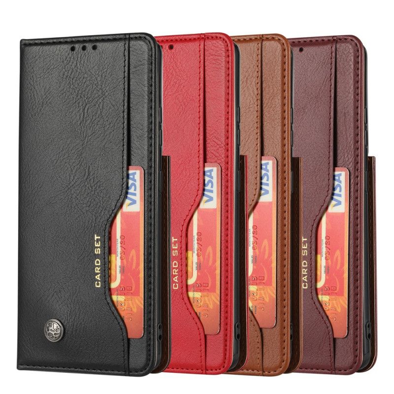 Flip Kotelot Samsung Galaxy S21 Ultra 5G Czerwony Czarny Etui Na Karty Ze Sztucznej Skóry Etui Ochronne