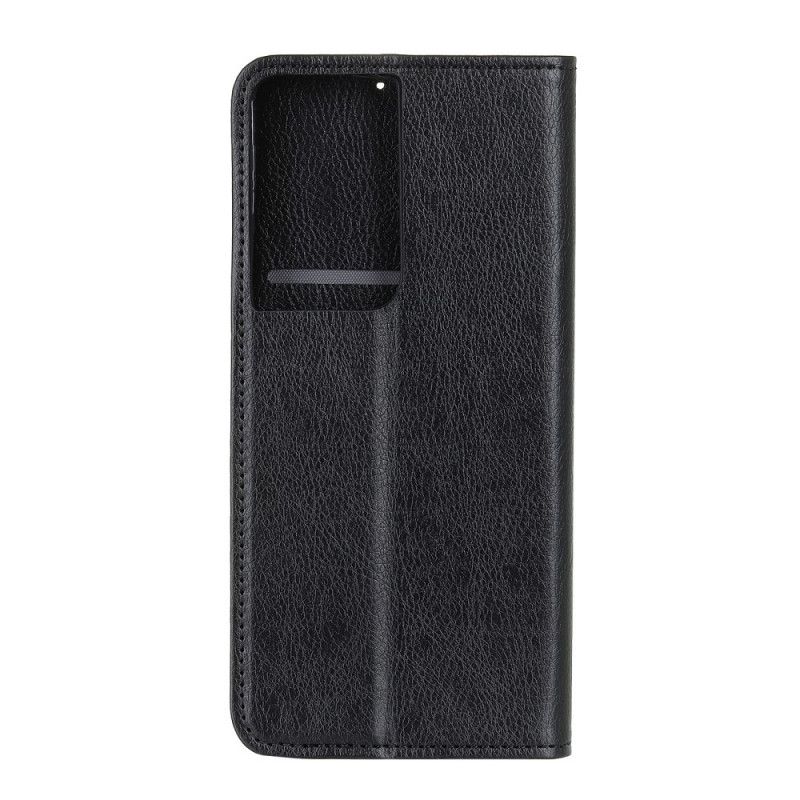 Flip Kotelot Samsung Galaxy S21 Ultra 5G Czerwony Czarny Klasyczna Dwoina Lychee