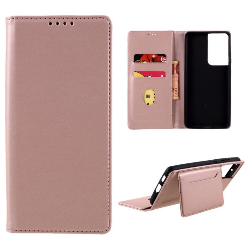 Flip Kotelot Samsung Galaxy S21 Ultra 5G Czerwony Czarny Uchwyt Na Kartę