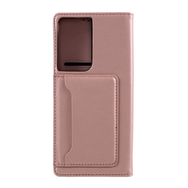 Flip Kotelot Samsung Galaxy S21 Ultra 5G Czerwony Czarny Uchwyt Na Kartę