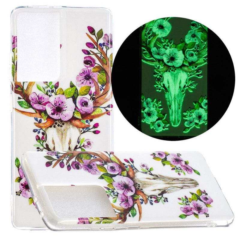Futerały Samsung Galaxy S21 Ultra 5G Etui na Telefon Fluorescencyjny Łoś Kwitnący