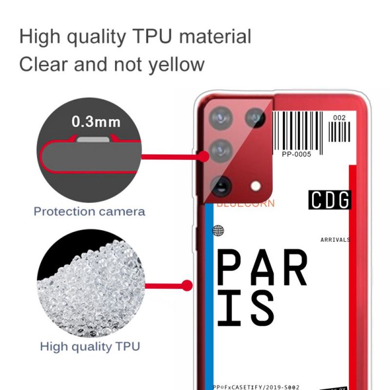 Futerały Samsung Galaxy S21 Ultra 5G Etui na Telefon Karta Pokładowa Do Paryża
