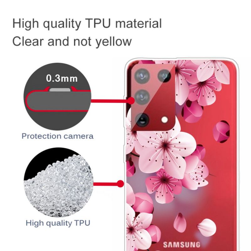 Futerały Samsung Galaxy S21 Ultra 5G Etui na Telefon Małe Różowe Kwiaty