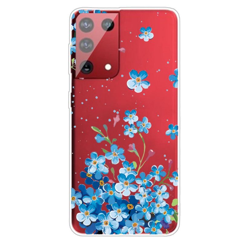 Futerały Samsung Galaxy S21 Ultra 5G Etui na Telefon Niebieskie Kwiaty