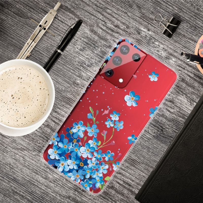 Futerały Samsung Galaxy S21 Ultra 5G Etui na Telefon Niebieskie Kwiaty