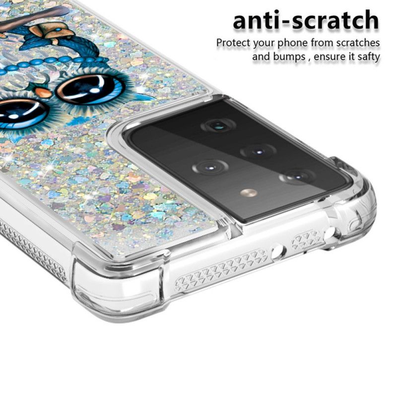 Futerały Samsung Galaxy S21 Ultra 5G Etui na Telefon Panna Brokatowa Sowa