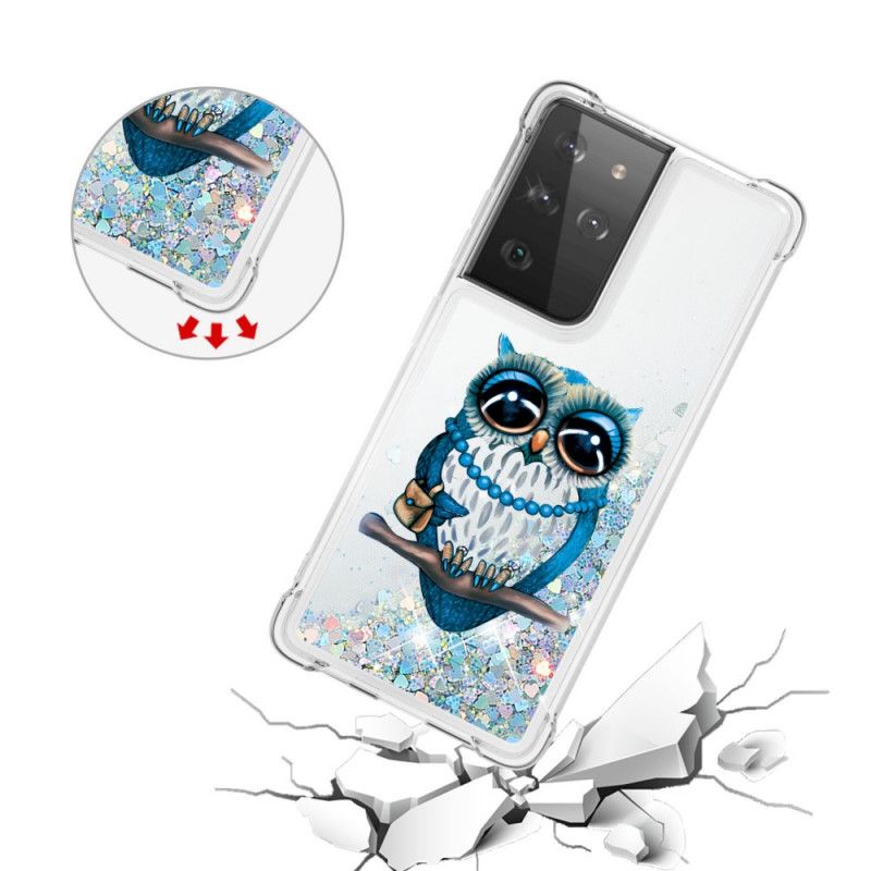Futerały Samsung Galaxy S21 Ultra 5G Etui na Telefon Panna Brokatowa Sowa
