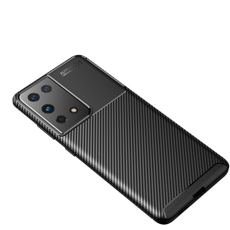 Futerały Samsung Galaxy S21 Ultra 5G Granatowy Czarny Etui na Telefon Elastyczna Tekstura Włókna Węglowego