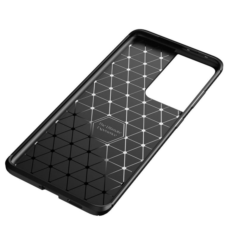 Futerały Samsung Galaxy S21 Ultra 5G Granatowy Czarny Etui na Telefon Elastyczna Tekstura Włókna Węglowego