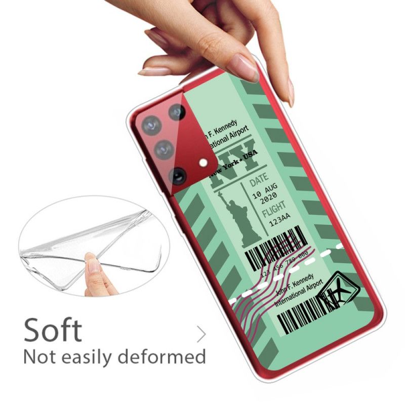 Futerały Samsung Galaxy S21 Ultra 5G Granatowy Czarny Etui na Telefon Karta Pokładowa Do Nowego Jorku