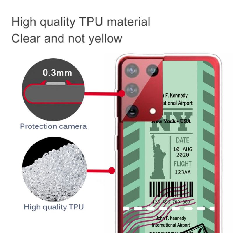 Futerały Samsung Galaxy S21 Ultra 5G Granatowy Czarny Etui na Telefon Karta Pokładowa Do Nowego Jorku